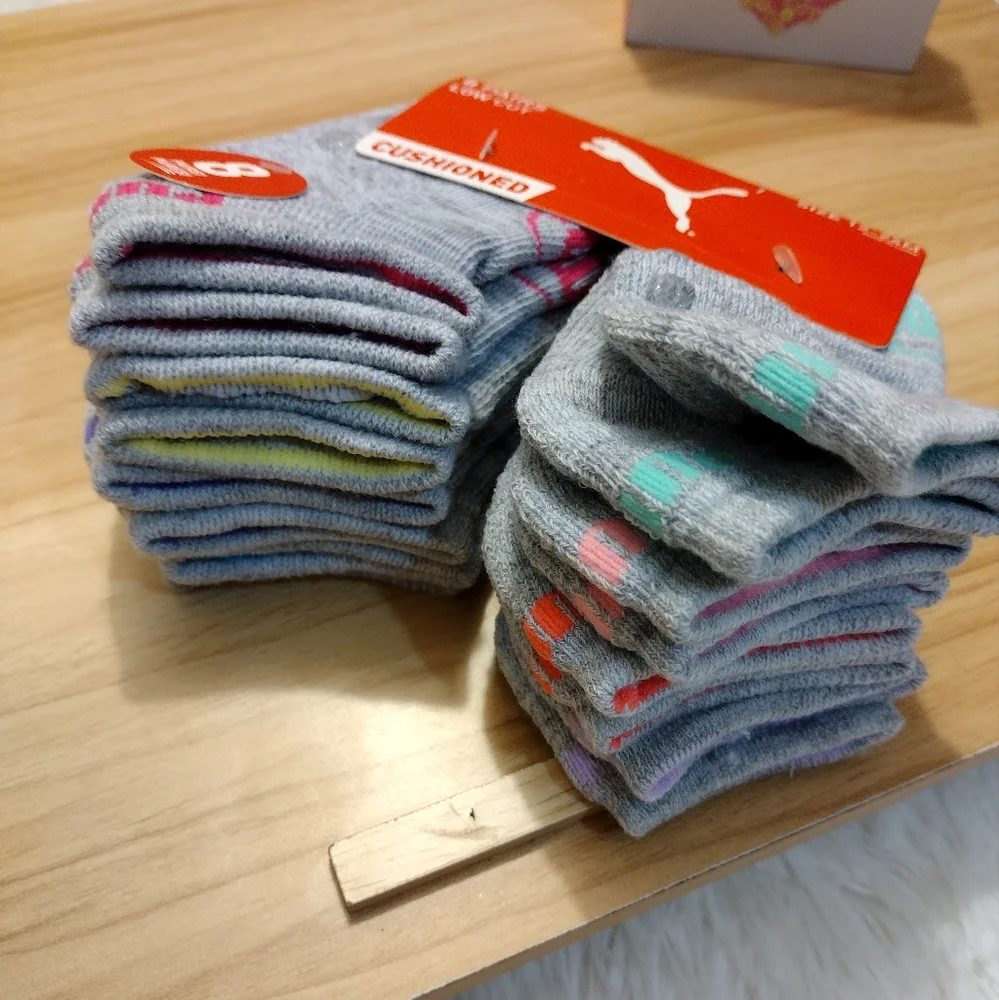 Puma 8 Pair Low Cut Cushioned Socks Girl 12-24 Months NWT